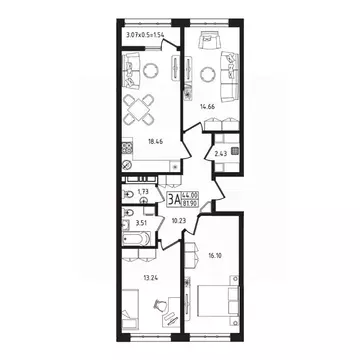 3-к кв. Адыгея, Майкоп  (81.9 м)