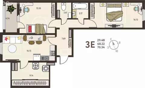 2-комнатная квартира: Курск, микрорайон Курского Завода Тракторных ...