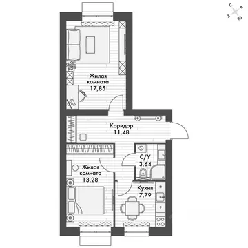 2-к кв. Татарстан, Зеленодольский район, Октябрьское с/пос, пос. ...