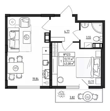 1-к кв. Ленинградская область, Гатчинский муниципальный округ, д. ...