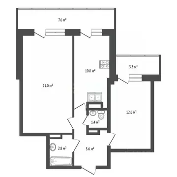 2-к кв. Ханты-Мансийский АО, Ханты-Мансийск ул. Сирина, 78 (54.7 м)