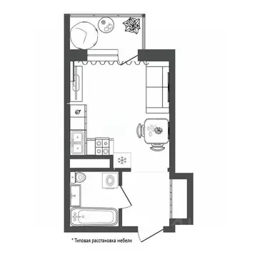 Студия Тюменская область, Тюмень ул. Тальниковая, 3 (21.2 м)