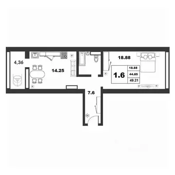 1-к кв. Новгородская область, Великий Новгород ул. Якова Павлова, 17 ...