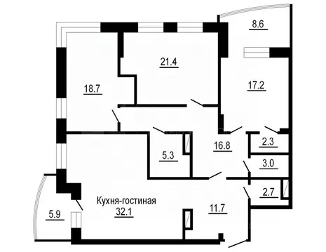 3-к кв. Тюменская область, Тюмень ул. Мельникайте, 30к4 (132.0 м)