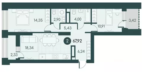 2-к кв. Курганская область, Курган Малиновые высоты жилой комплекс ...