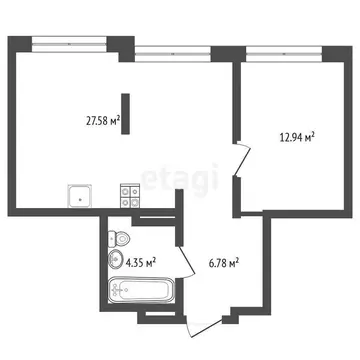 2-комнатная квартира: Тюмень, Интернациональная улица, 199к9 (51.9 м)