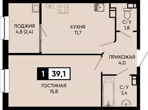 1-к кв. Ставропольский край, Кисловодск городской округ, пос. ...