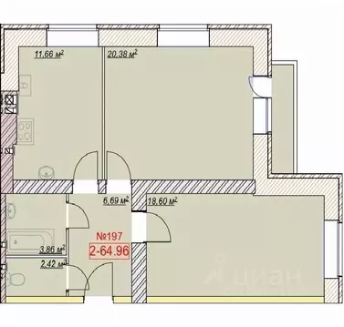 2-к кв. Ярославская область, Ярославский муниципальный округ, пос. ...