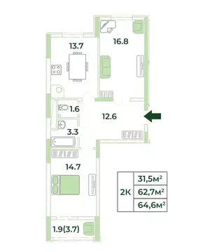 2-к кв. Крым, Симферопольский район, с. Мирное, Жигулина Роща мкр  ...
