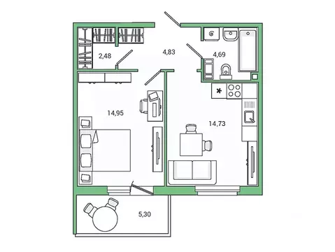 1-к кв. Ленинградская область, Гатчина ул. Чехова, 39 (42.9 м)