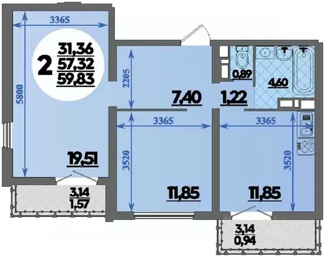 2-к кв. Краснодарский край, Новороссийск Город у Моря жилой комплекс ...