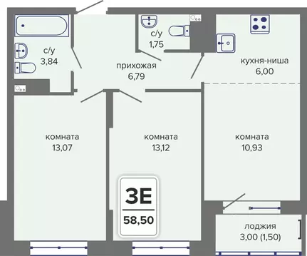 3-к кв. Пермский край, Пермь Гайва мкр,  (58.5 м)