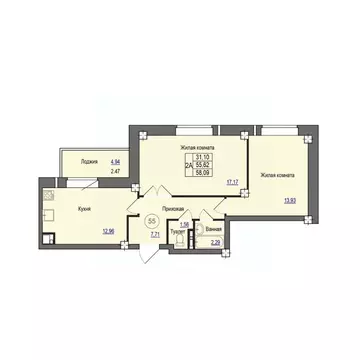 2-к кв. Псковская область, Псковский район, Завеличенская волость, д. ...