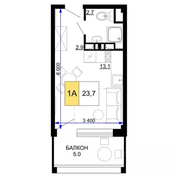 1-к кв. Краснодарский край, Анапа проезд Сосновый (23.7 м)