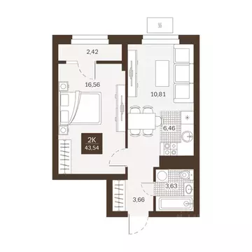 2-к кв. Пензенская область, Пенза Династия жилой комплекс (43.54 м)