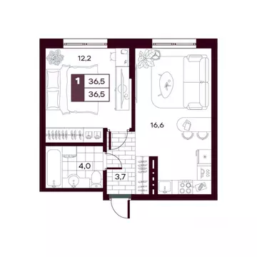 1-к кв. Тюменская область, Тюменский муниципальный округ, д. Дударева ...