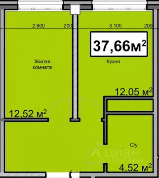 1-к кв. Ставропольский край, Ессентуки ул. Благодатная, 22к3 (37.66 м)
