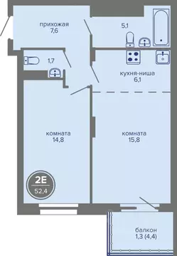 2-к кв. Пермский край, Пермь ш. Космонавтов (52.4 м)