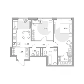 2-к кв. Москва 2-й Грайвороновский проезд (61.01 м)