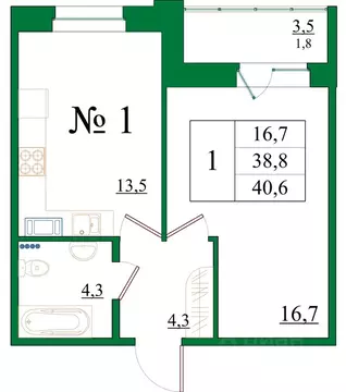 1-к кв. Ленинградская область, Гатчина Красносельское ш., 4Ак1 (40.6 ...