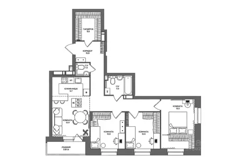 4-к кв. Пермский край, д. Кондратово  (80.1 м)