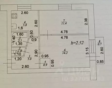 2-к кв. Татарстан, Казань ул. Лейтенанта Шмидта, 48 (41.1 м)