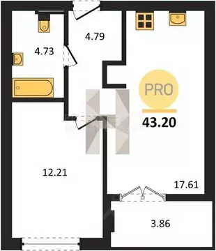 2-к кв. Калининградская область, Гурьевск Включи жилой комплекс (63.01 ...