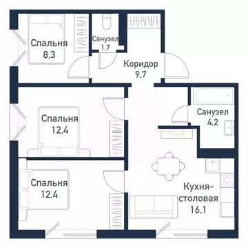 3-к кв. Челябинская область, Челябинский городской округ, пос. ...