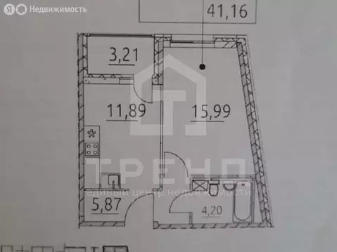 1-комнатная квартира: деревня Новосаратовка, улица Первых, 2к2 (37.4 ...