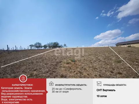 Участок в Крым, Сакский район, Ореховское с/пос, Вертикаль СНТ  (10.0 ...