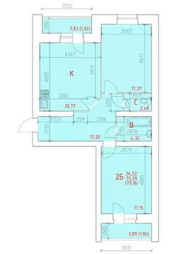 2-к кв. Вологодская область, Череповец 109-й мкр,  (79.16 м)
