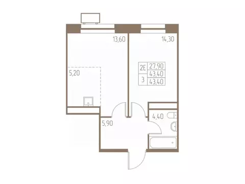 2-к кв. Московская область, Пушкино Фабрикант жилой комплекс, 1 (43.4 ...