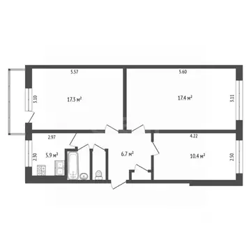 3-к кв. Пермский край, Пермь Красновишерская ул., 44 (62.6 м)