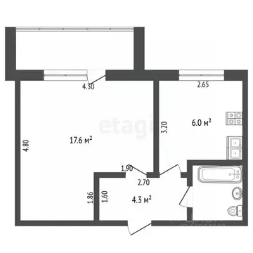 1-к кв. Тюменская область, Тюмень Садовая ул., 121а (31.0 м)
