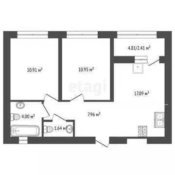 1-к кв. Калужская область, Калуга ул. Счастливая, 9А (37.87 м)