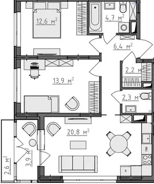 2-к кв. Владимирская область, Владимир Сновицы-Веризино мкр,  (65.63 ...