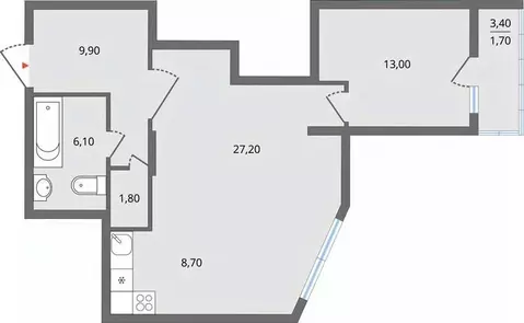 2-к кв. Липецкая область, Липецк ул. Ф.С. Игнатьева, 33к2 (68.9 м)