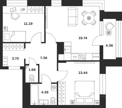 2-к кв. Тульская область, Тула городской округ, с. Осиновая Гора ул. ...