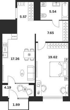 1-к кв. Тульская область, Тула ул. Болотникова, 4 (61.72 м)