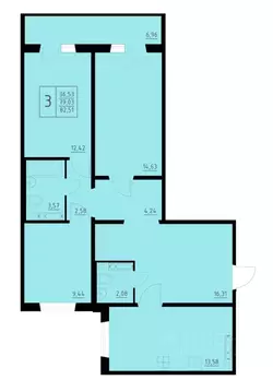 3-к кв. Пермский край, Пермь Домостроительный мкр,  (82.87 м)