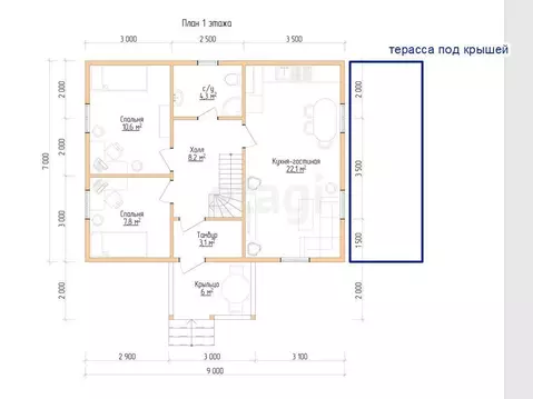 Дом в посёлок Зарубино, микрорайон Экоград, улица 2-й квартал (118 м)