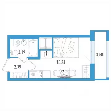 Студия Санкт-Петербург дор. Муринская, 67 (19.88 м)