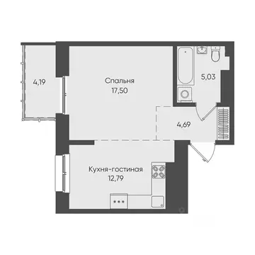 1-к кв. Иркутская область, Иркутск ул. Пушкина (44.2 м)