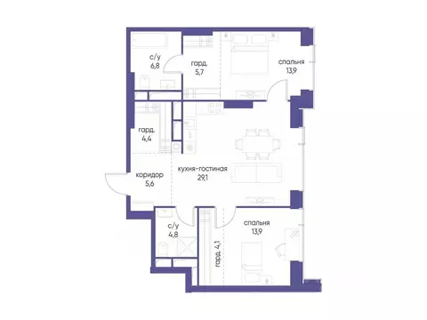 2-к кв. Москва ул. Сергея Макеева, 7С7 (88.3 м)