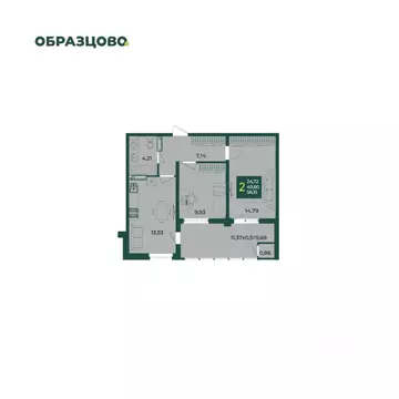 2-к кв. Краснодарский край, Краснодар Образцово мкр,  (56.15 м)
