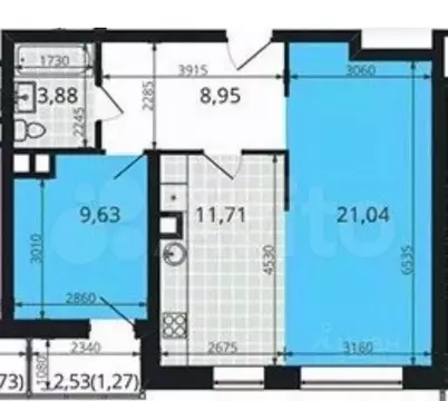 2-к кв. Татарстан, Казань ул. Новаторов, 8Б (53.0 м)