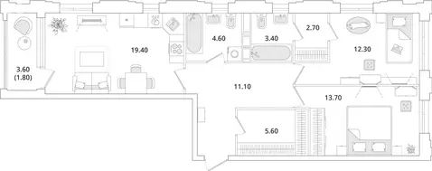 2-комнатная квартира: Санкт-Петербург, Планерная улица, 99 (74.8 м)