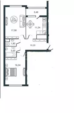 2-комнатная квартира: Тверь, улица Левитана, 72А (63.6 м)