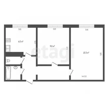 2-к кв. Ямало-Ненецкий АО, Ноябрьск просп. Мира, 80 (45.4 м)