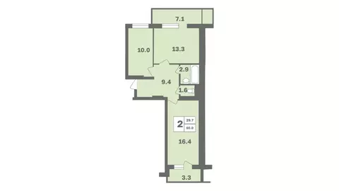 2-к кв. Башкортостан, Уфа Дагестанская ул., лит11 (60.0 м)